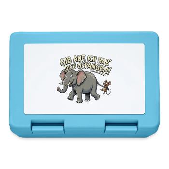 Maus fängt Elefant, lustiger Spruch - Brotdose - Saphirblau - Vorne