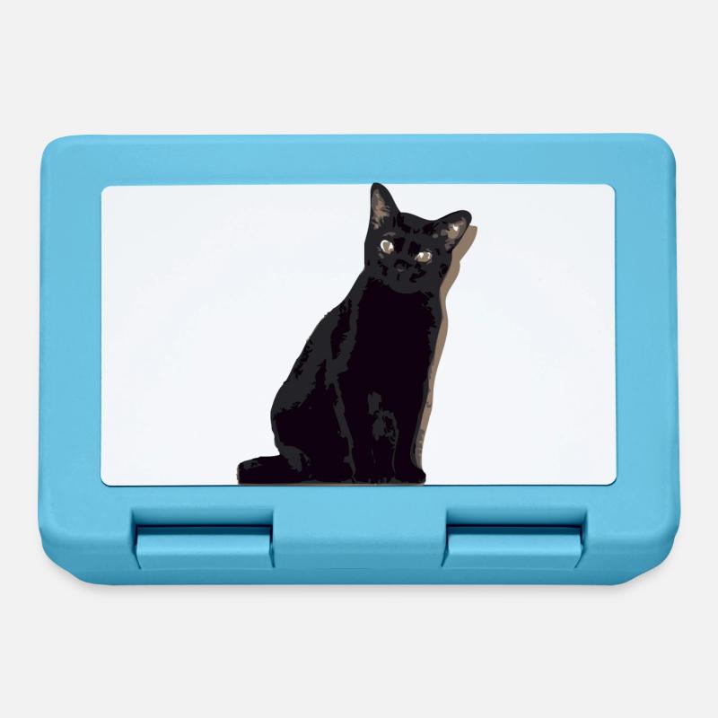 chat noir, black cat - Boîte à goûter - bleu saphir