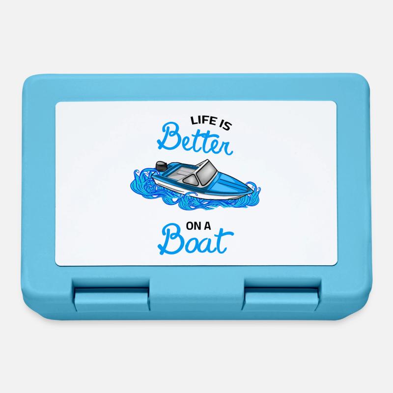life is better on a boat - DDR Boot Ibis Motorboot - Brotdose - Saphirblau