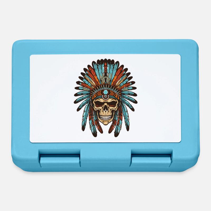 Crâne indien Apache - Boîte à goûter - bleu saphir