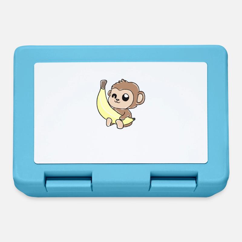 Affe Banane Geschenk - Brotdose - Saphirblau