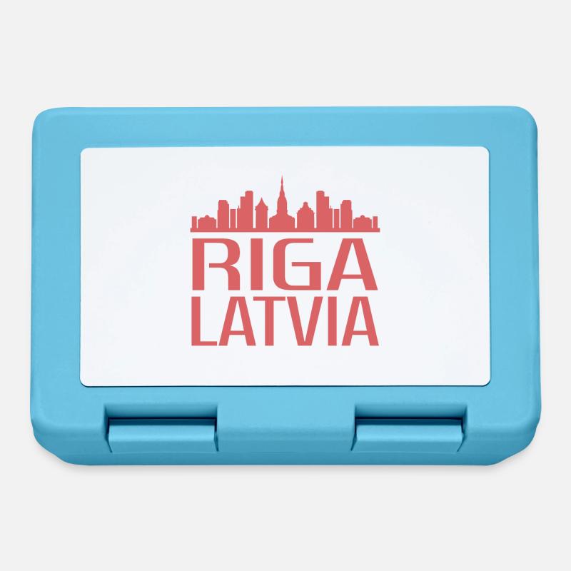 Stilvolle Riga Skyline Illustration - Brotdose - Saphirblau