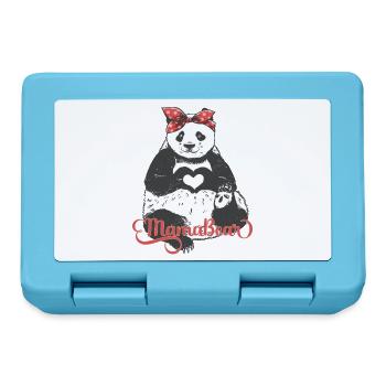 "MamaBear" Panda with Red Bandana and Hand Heart - Lunchbox - sapphire blue - Front