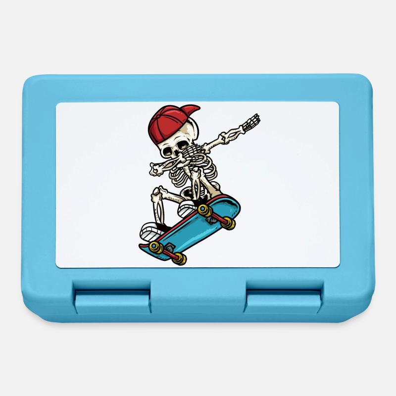 Dabbing Skelett Skateboard - Brotdose - Saphirblau