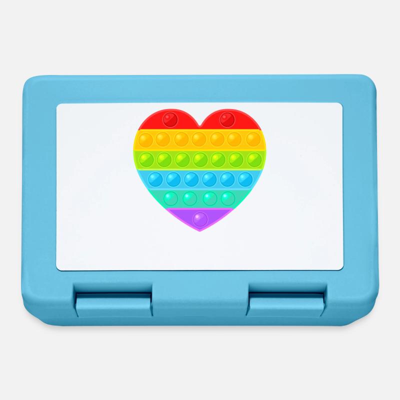 Pop It Popit Herz Bunt Regenbogen - Brotdose - Saphirblau