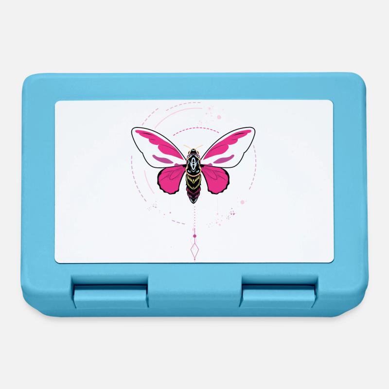 papillon tatouage papillon pendule rose phase de lune - Boîte à goûter - bleu saphir