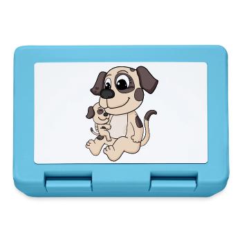 Hund Familie - Hund mit Baby - Brotdose - Saphirblau - Vorne