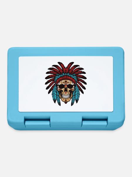 Apache Totenkopf Indianer Häuptling - Brotdose - Saphirblau