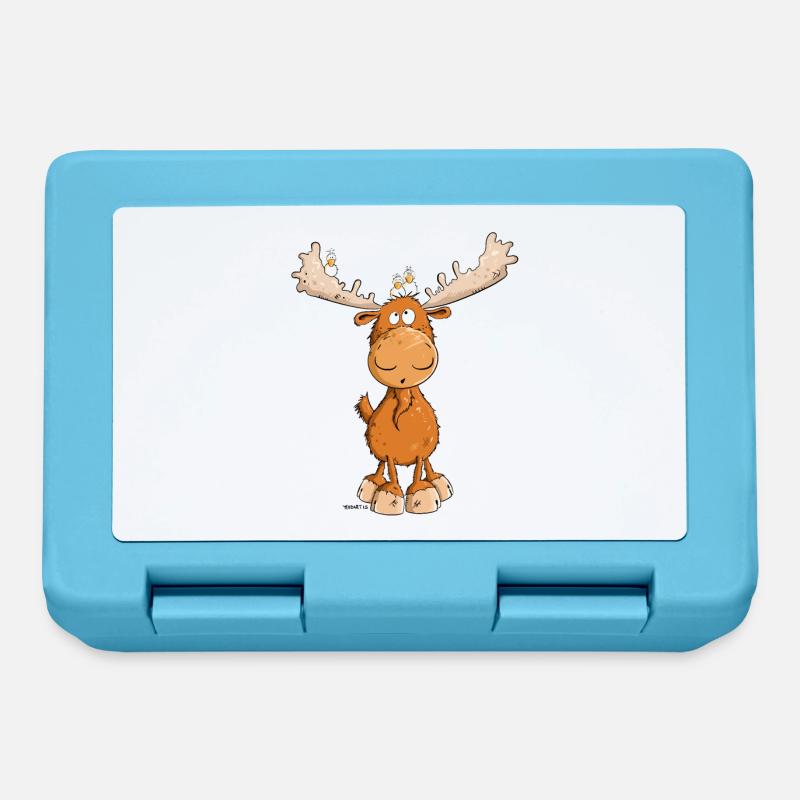 Funny moose I moose I deer reindeer - Lunchbox - sapphire blue