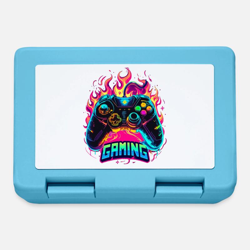 Gaming Controller Flammen Kunst - Brotdose - Saphirblau