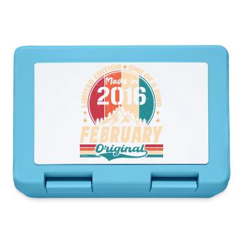 Cadeau 8e Anniversaire Vintage Né En Février 2016 - Boîte à goûter - bleu saphir - Devant