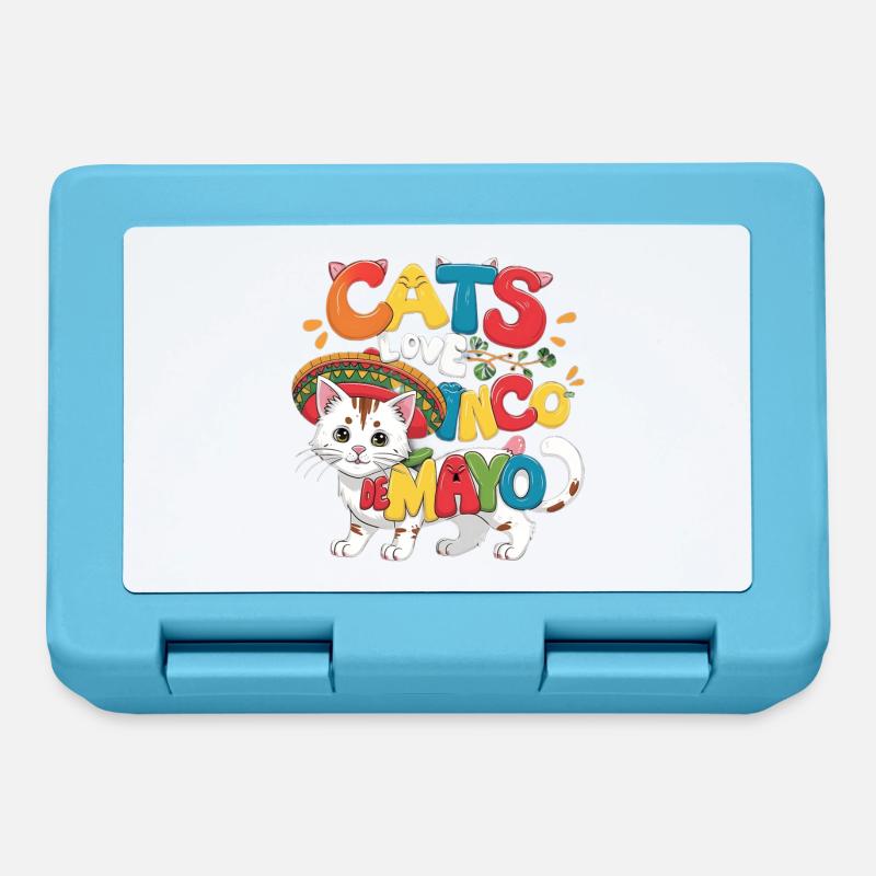 Fiesta Cat with Cinco de Mayo theme - Lunchbox - sapphire blue