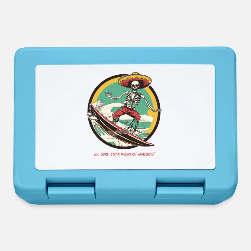 Skeleton hispano-mexicain - « Le surf est mort » - Boîte à goûter - bleu saphir