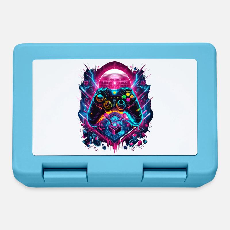 Vibrant Cyberpunk Gaming Controller Grafik - Brotdose - Saphirblau