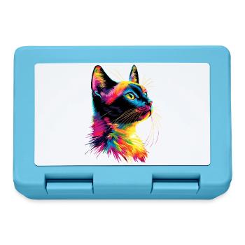 Chat coloré arc-en-ciel couleurs Popart chat maman chats - Boîte à goûter - bleu saphir - Devant