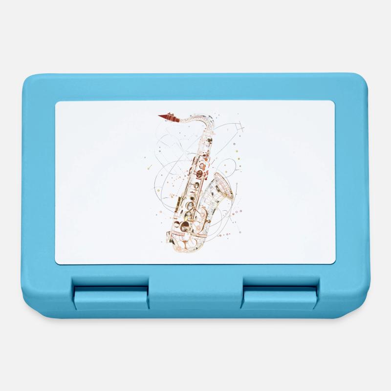 Saxophone Line Art - Lunchbox - sapphire blue