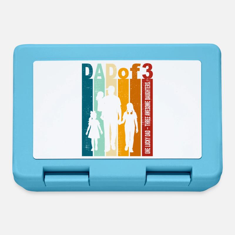Papa & 3 Töchter Geschenk Design Vatertag - Brotdose - Saphirblau