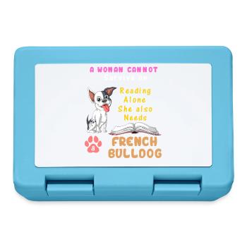 A Woman Needs French Bulldog – Reading & Dog Lover - Lunchbox - sapphire blue - Front