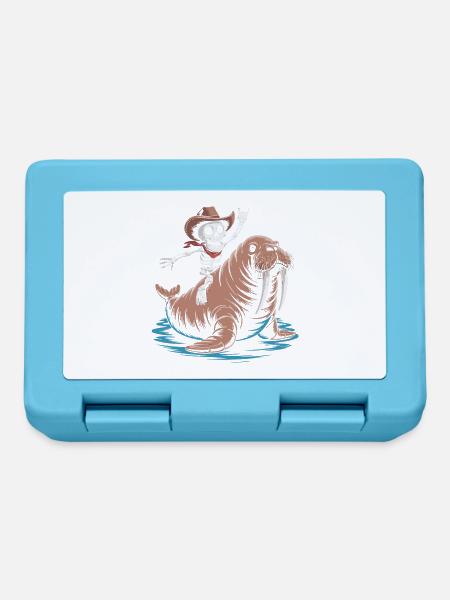 Skeleton cowboy on walrus - Lunchbox - sapphire blue