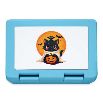 Halloween Cat with Halloween Pumpkin - Lunchbox - sapphire blue - Front