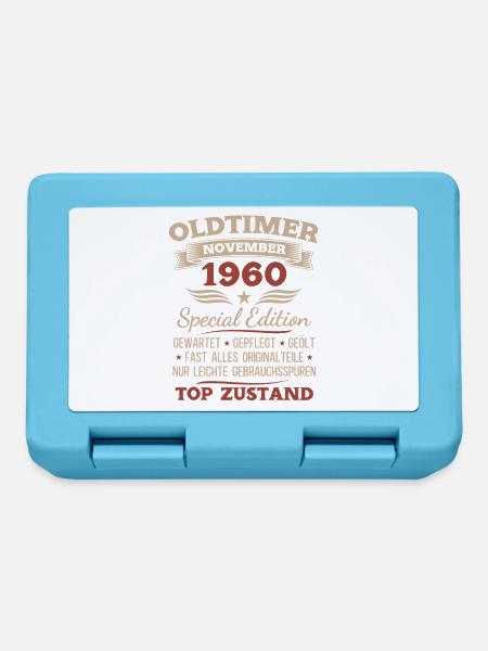 65. Geburtstag Geschenk Oldtimer November 1960 - Brotdose - Saphirblau