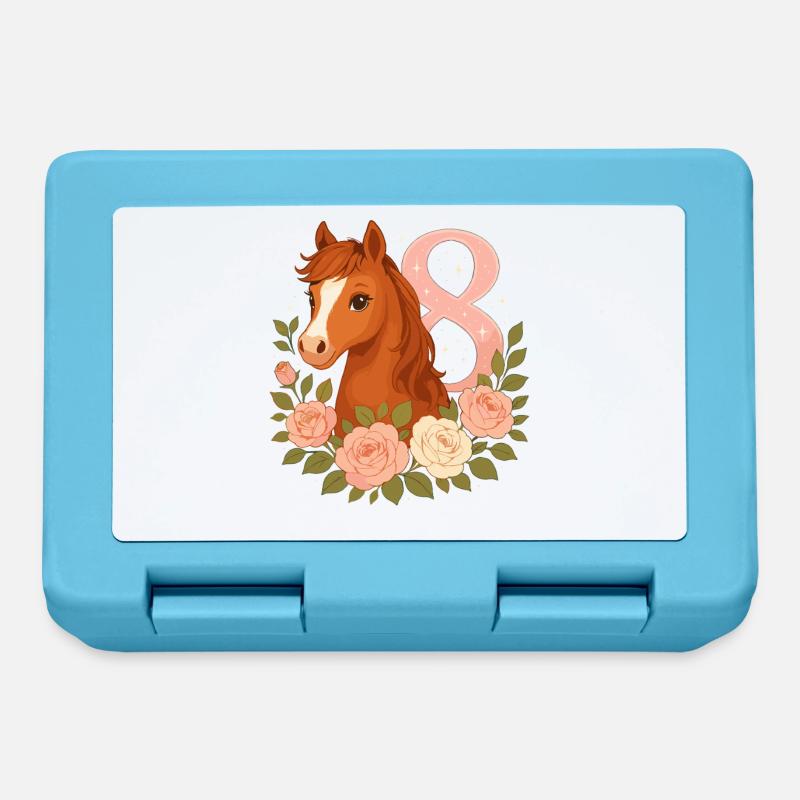 8. Geburtstag Mädchen, Pferd, Pony, 8 Jahre alt - Brotdose - Saphirblau