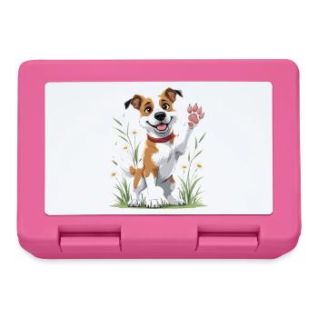 Fröhlicher Hund im Feld - Brotdose - Pink - Vorne