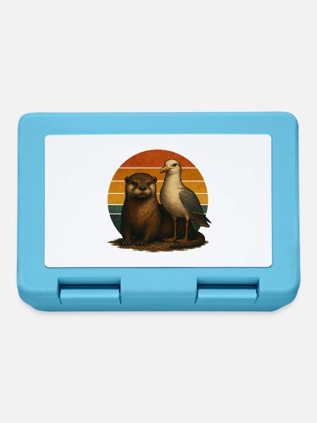 Otter Möwe Retro Tierfreunde - Brotdose - Saphirblau