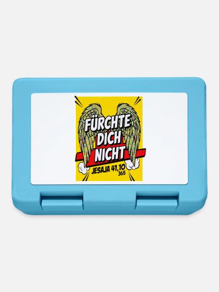 FÜRCHTE DICH NICHT Bibelvers Flügel Comic Gelb - Brotdose - Saphirblau