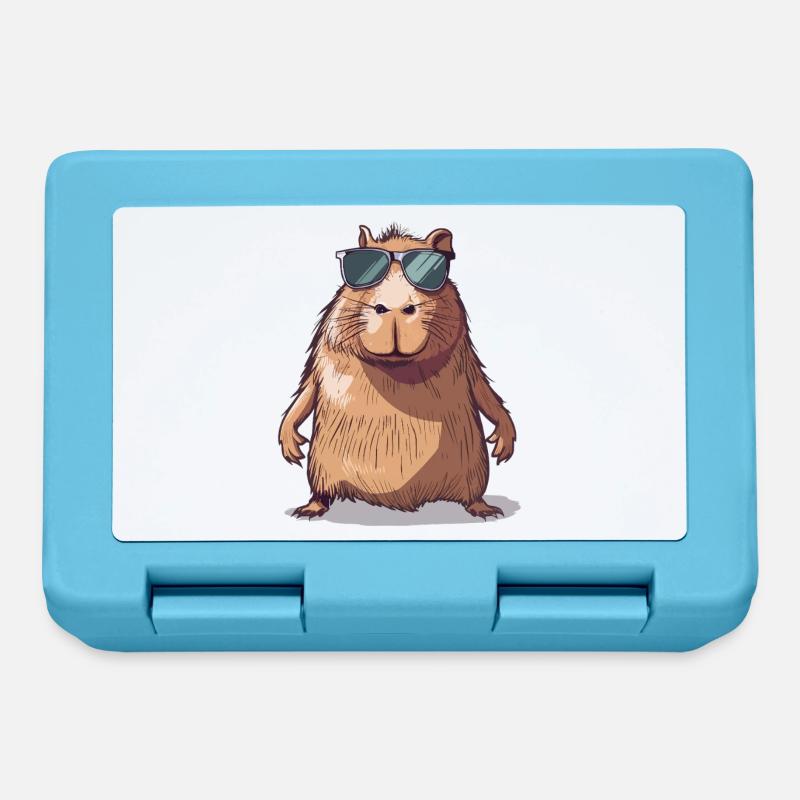 Comic de capybara décontracté avec lunettes de soleil - Boîte à goûter - bleu saphir