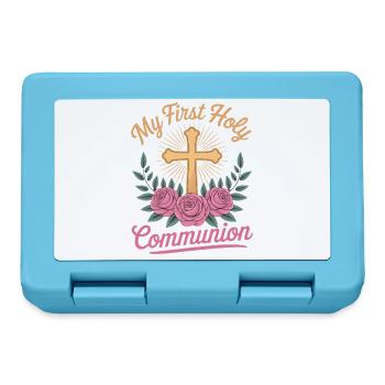 Croix de la Première Communion des Roses - Boîte à goûter - bleu saphir - Devant