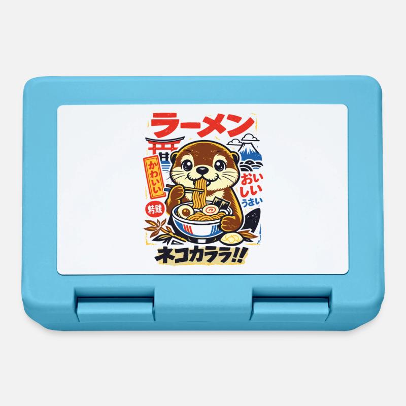 Loutre de Kawaii | Ramen | Soupe de nouilles | Restauration rapide - Boîte à goûter - bleu saphir