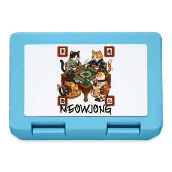 Meowjong Cute Cat Mahjong Game Social Club - Lunchbox - sapphire blue - Front