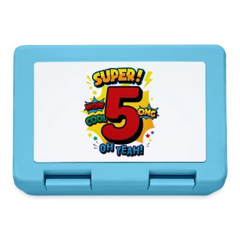 5th Birthday High Five Super Comic Number 5 Art - Brotdose - Saphirblau - Vorne
