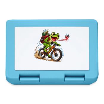 Funny Frog Riding Bicycle Cartoon - Brotdose - Saphirblau - Vorne
