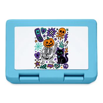 Y2K Gruseliges Halloween-Kürbisskelett - Brotdose - Saphirblau - Vorne