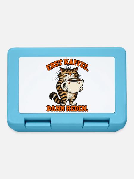Erst Kaffee Dann Reden – Grumpy Katze - Brotdose - Saphirblau