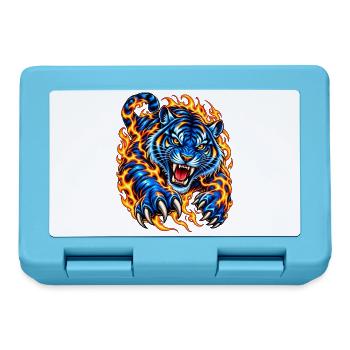 Blauer Tiger in Flammen - Brotdose - Saphirblau - Vorne