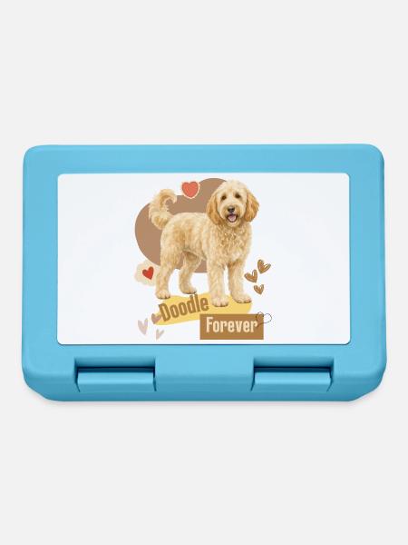 Doodle Hund Forever Herzchen - Brotdose - Saphirblau