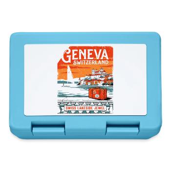 Vintage Geneva Switzerland Lakeside Jewel Travel - Brotdose - Saphirblau - Vorne