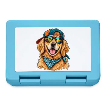 Cooler Golden Retriever – Sommerstrand-Vibes - Brotdose - Saphirblau - Vorne