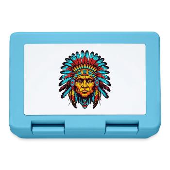 Bunter Indianerhäuptling Kopfschmuck - Brotdose - Saphirblau - Vorne