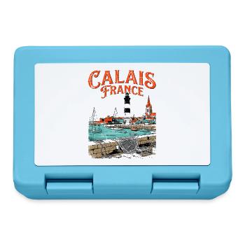 Vintage Calais France Seaside Lighthouse Landscape - Brotdose - Saphirblau - Vorne