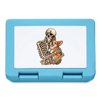 Skelett umarmt Corgi – Corgi Mama Corgi Papa - Brotdose - Saphirblau - Vorne