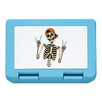 Skelettrocker mit oranger Kappe Halloween - Brotdose - Saphirblau - Vorne