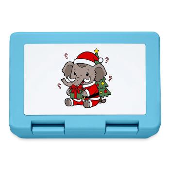 Süßes Kawaii-Mammut-Weihnachtsbaumgeschenk - Brotdose - Saphirblau - Vorne