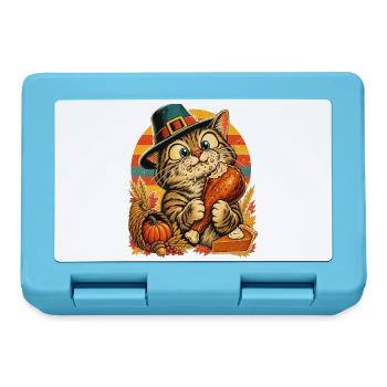 Thanksgiving-Katze mit erwischtem Truthahn - Brotdose - Saphirblau - Vorne