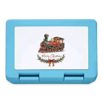 Aquarell Weihnachtszug mit Kranz - Brotdose - Saphirblau - Vorne