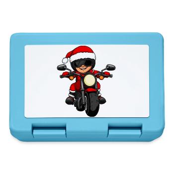 Motorradfahrer Weihnachten - Brotdose - Saphirblau - Vorne