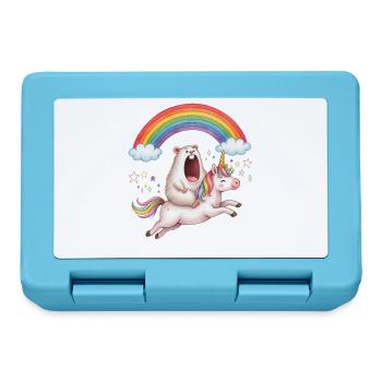 Schreiender Hamster reitet Einhorn Regenbogen - Brotdose - Saphirblau - Vorne